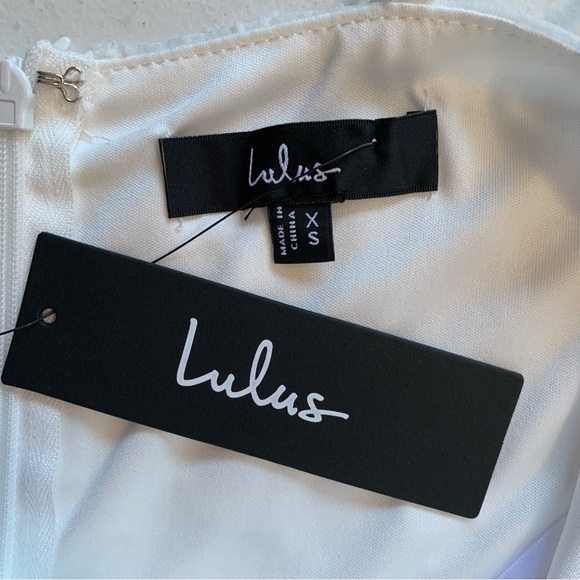 Lulus XS Days With You White Floral Burnout Ruffled Mini Dress NWT FLAWS - Picture 11 of 17